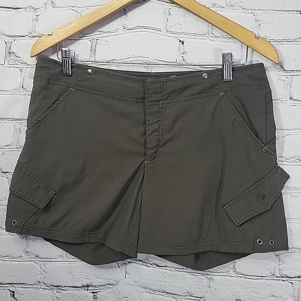 Athleta Cargo Shorts Womens Sz L (32" Waist) Brown Board Surfer Active